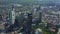 AERIAL Above Frankfurt am Main with Drone looking down on Skyscrapers in Beautiful Summer Sunshine