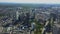 AERIAL Above Frankfurt am Main with Drone looking down on Skyscrapers in Beautiful Summer Sunshine