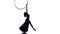 Aerial acrobat woman on circus stage. Silhouette
