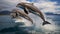 Aerial Acrobatics: Dolphins in Mid-Jump
