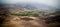 Aerial airplane panoramic view to Nazca plateau with geoglyph lines , Ica, Peru