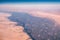 Aerial airplane view of Nile river valley in Egypt