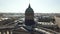 Aerial for amazing cityscape of the Kazan Cathedral in Saint Petersburg, Russia. Dome and columns of beautiful Kazan