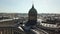 Aerial for amazing cityscape of the Kazan Cathedral in Saint Petersburg, Russia. Dome and columns of beautiful Kazan