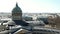 Aerial for amazing cityscape of the Kazan Cathedral in Saint Petersburg, Russia. Dome and columns of beautiful Kazan