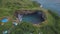 Aerial: Amazing Natural Rock Arch at Beautiful Broken Beach in Nusa Penida Island, Indonesia. 4K, Popular Tourist