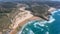 Aerial. Amoreira beach on shore of Alzhezur. Costa Vicentiva