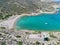 Aerial of the Ano Mersini Beach in Polyaigos, Cyclades, Aegean Sea,