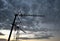 Aerial antenna on the roof with cloudy background