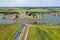 Aerial from aquaduct Galamadammen at Koudum in Friesland the Netherlands