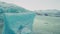 Aerial around an iceberg near Colony Glacier in Alaska