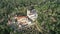 Aerial around view of park and palace of Bussaco