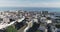 Aerial ascending view of the center of the town of Brighton, England