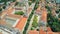 Aerial ascent shot of town Sinj,Croatia