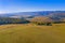 Aerial autumn landscape in rural area