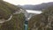 Aerial Autumn view of Vacha (Antonivanovtsi) Reservoir, Rhodope Mountains, Bulgaria