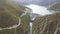 Aerial Autumn view of Vacha (Antonivanovtsi) Reservoir, Rhodope Mountains, Bulgaria