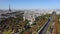 Aerial of Avenue des Champs-Ã‰lysÃ©es Paris France with Seine River and Eiffel Tower