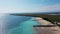 Aerial azure sea around International Airport. Jimbaran beach bali on background scenery blue sky with clouds. Bali