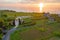 Aerial from a balinese landscape on the west coast from Bali in Indonesia at sunset