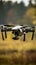 Aerial ballet Quadcopter drone hovers and maneuvers in the expansive sky