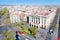 Aerial Barcelona view with Ramblas and Colon