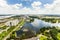 Aerial of Baton Rouge with Mississippi river