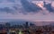 Aerial Batumi cityscape in Georgia at evening