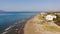 Aerial beach footage Albania Vlore, old beach, coast line