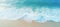 Aerial beach scene with blue ocean lagoon, waves, and coastlinePerfect vacation template banner.