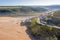 Aerial from the beach and village Odeceixe in Portugal