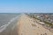 Aerial from the beach at Zandvoort at the North Sea in the Netherlands on a beautiful summer day