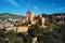 Aerial beautiful drone point of view Granada castle