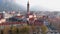 Aerial beautiful morning cityscape of Lecco town, Lombardy, Italy, Europe