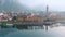 Aerial beautiful morning cityscape of Lecco town, Lombardy, Italy, Europe