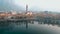 Aerial beautiful morning cityscape of Lecco town, Lombardy, Italy, Europe