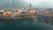 Aerial beautiful morning cityscape of Lecco town, Lombardy, Italy, Europe