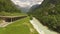 Aerial: beautiful mountain road landscape in Trenta Valley, Slovenia.