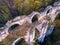 Aerial beautiful view of the Kursunlugerme Aqueduct Bridge near Gumuspinar village, Catalca, Istanbul