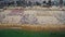 Aerial. Beautiful view from the sky of the beach and the village of Monte Gordo. Portugal