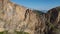 Aerial: beautiful view of a vertical mountain range