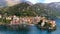 Aerial beautiful waterfront view of Varenna town, Lake Como, Lombardy, Italy