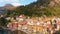 Aerial beautiful waterfront view of Varenna town, Lake Como, Lombardy, Italy