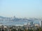 Aerial of Berkeley leading to the Bay Bridge connecting to San Francisco