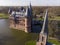 Aerial bird Eye view of De Haar castle, Netherlands