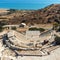 aerial bird's eye drone photo of ancient theatre archaeological site Kourion limassol cyprus