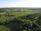 Aerial bird`s eye view of the Belgian countryside