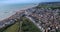 Aerial bird`s eye view of the town of Hastings in England