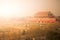 An aerial bird view of the the famous Forbidden City in Beijing, China. The vast area of the architectural complex