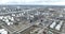 Aerial birds eye drone view of a large chemical products refinery in Moerdijk, The Netherlands, focusing on heavy